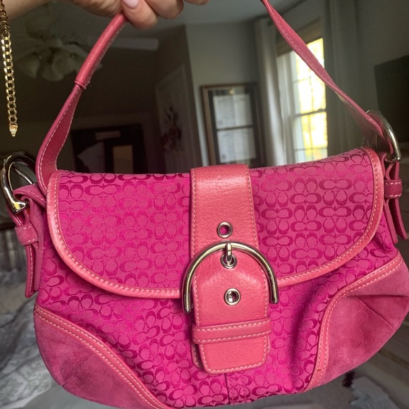Coach Handbags - Hot Pink Coach Jacquard Mini Bag